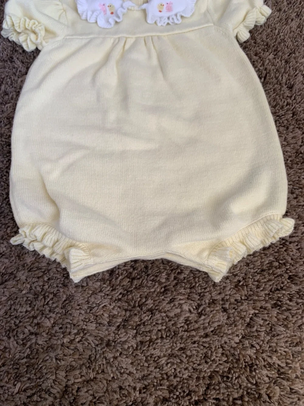 Janie and Jack Bubble Romper 6-12m Ruffle Embroidered Duck Bunny Collar Outfit